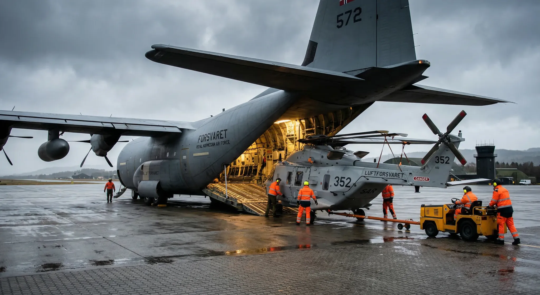 Dansk Seahawk-helikopter transporteret med fransk militærfly til Island ...