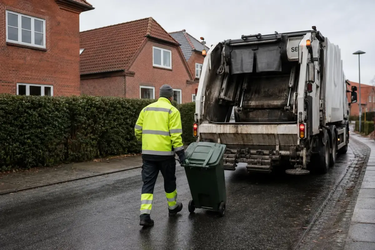 Moderne kommunalt affaldsanlæg med avanceret sorteringsteknologi